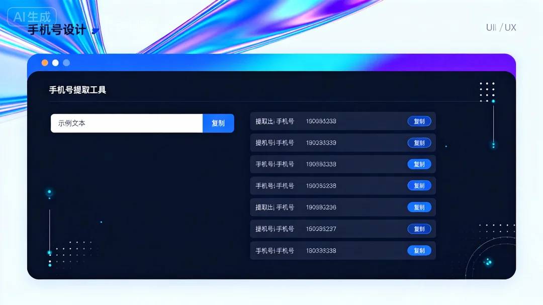 手机号提取器 - 高效提取文本中的手机号码，免费在线工具